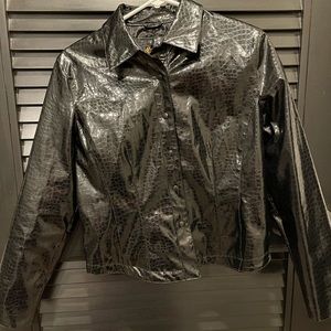Static Black Vinyl Reptile Print Vintage Jacket Small